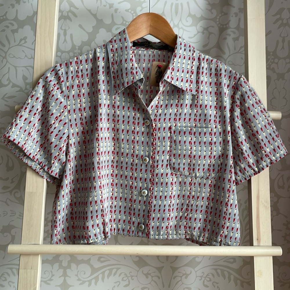 Ark Reworks - vintage cropped blouse. New
